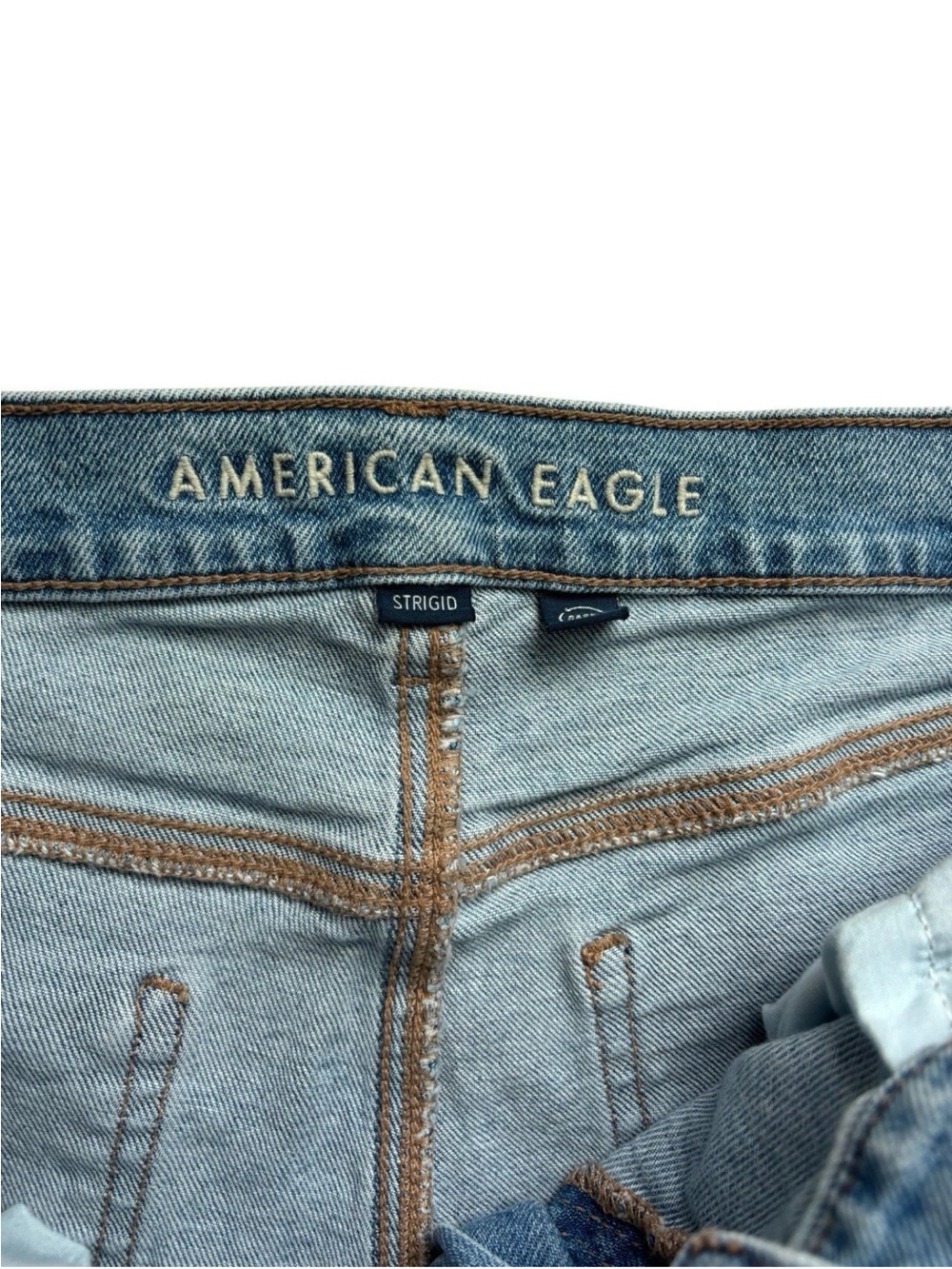 American Eagle AE 12 Short Strigid Stovepipe High Waist Blue Jeans Wide Leg - Picture 4 of 10